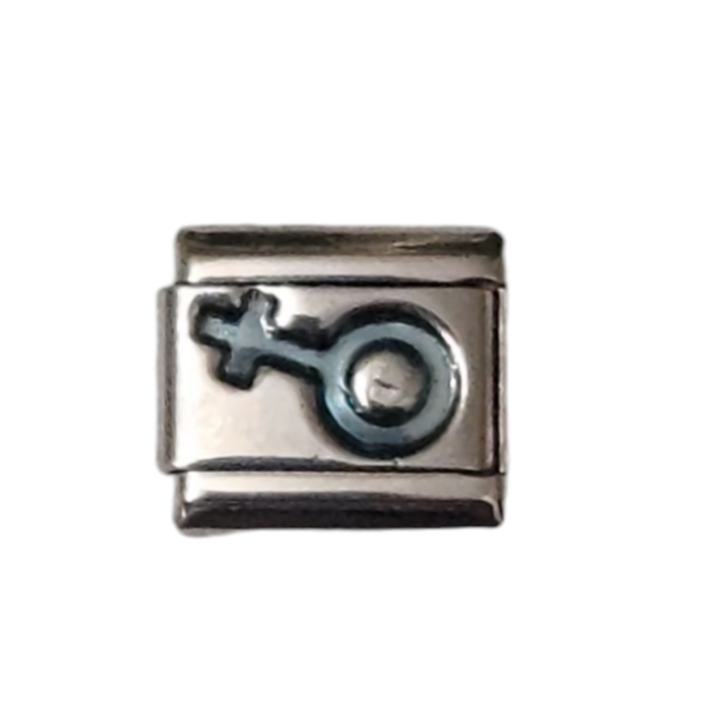 Italian Charmlink Blue Female Sex Symbol for‎ Charm Bracelet 9mm